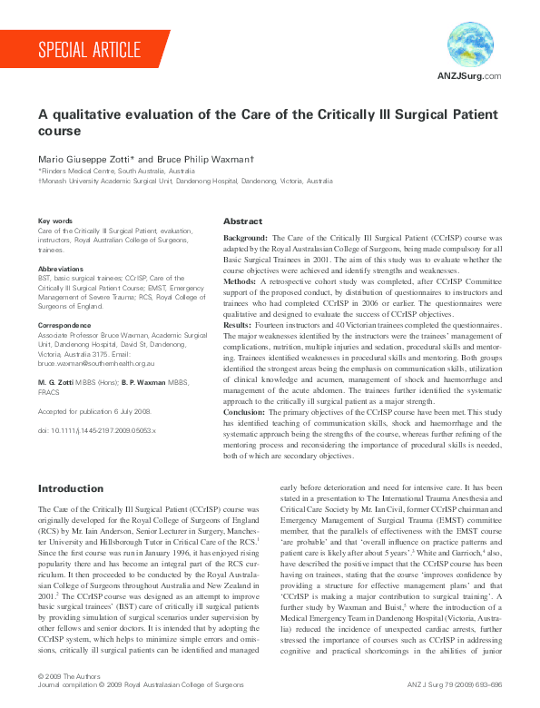 (PDF) A qualitative evaluation of the Care of the Critically Ill ...