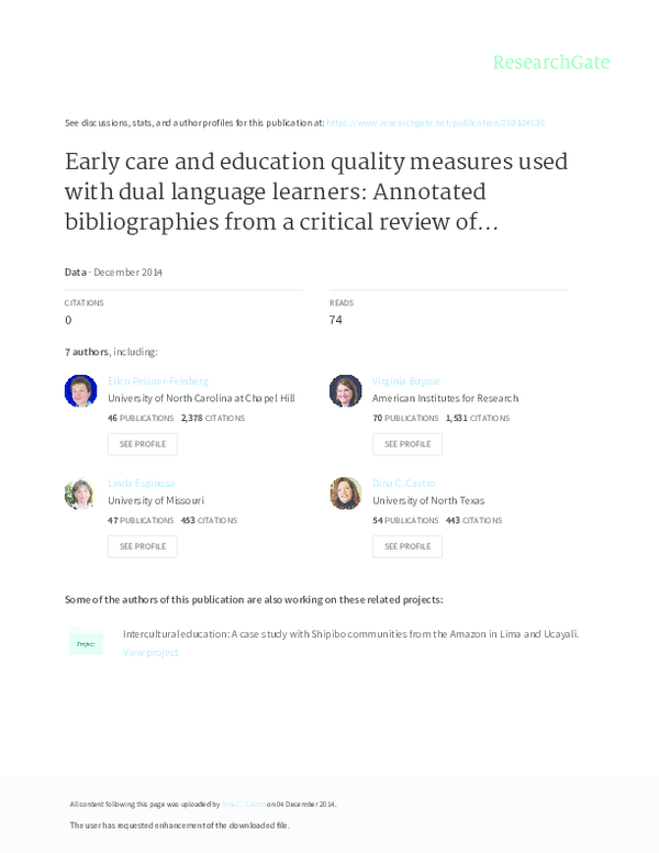 (PDF) Early care and education quality measures used with dual language ...