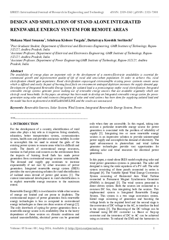 (DOC) DESIGN AND SIMULATION OF STAND ALONE INTEGRATED RENEWABLE ENERGY ...