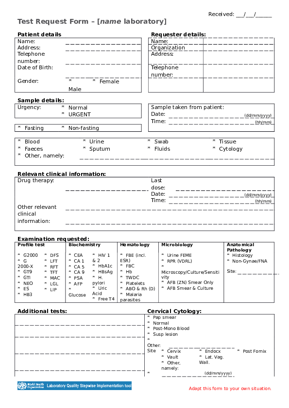 (DOC) Test Request Form – [name laboratory | yord zfirst - Academia.edu