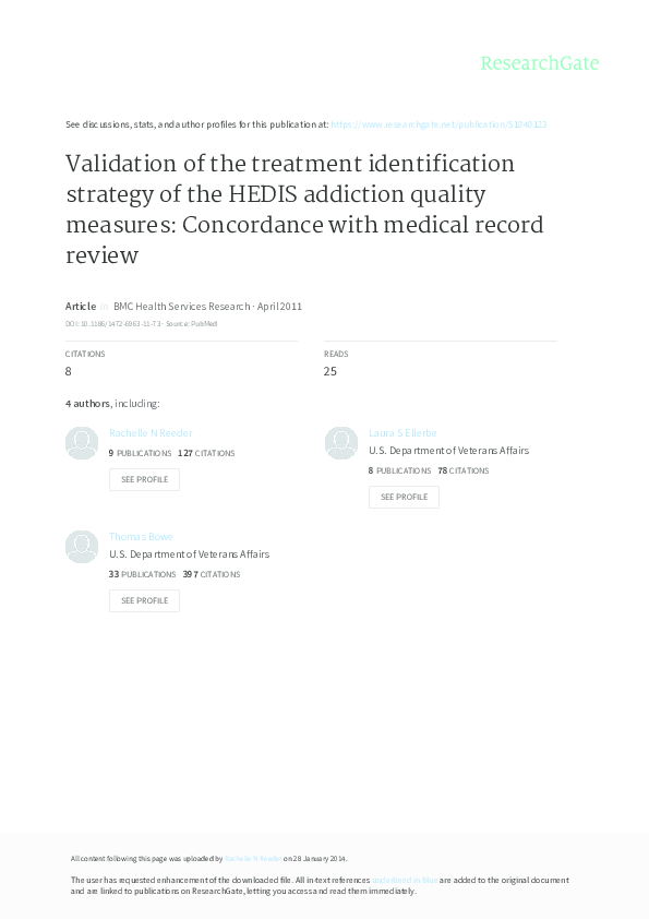 (PDF) Validation of the treatment identification strategy of the HEDIS