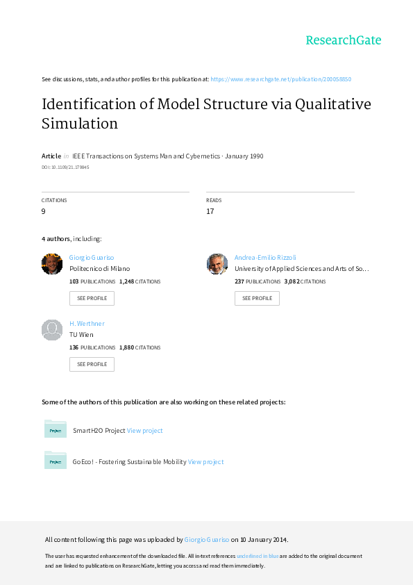(PDF) Identification of model structure via qualitative simulation