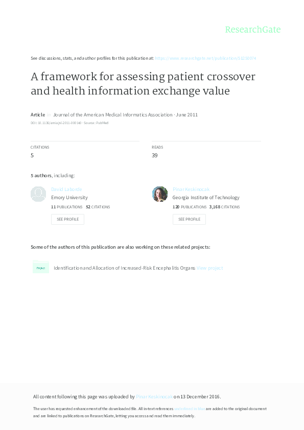 (PDF) A framework for assessing patient crossover and health ...