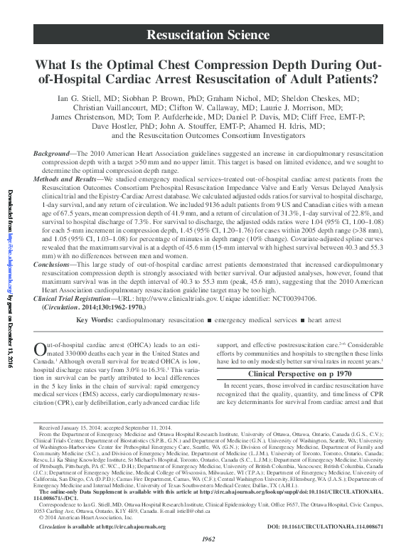 (PDF) What is the Optimal Chest Compression Depth During OutofHospital Cardiac Arrest