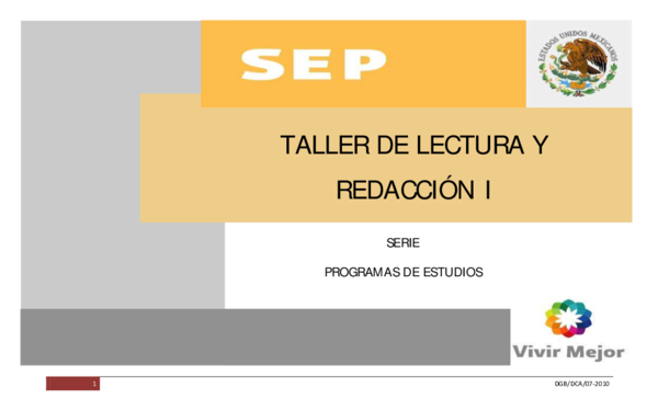 (PDF) TALLER DE LECTURA Y REDACCIÓN I SERIE PROGRAMAS DE ESTUDIOS