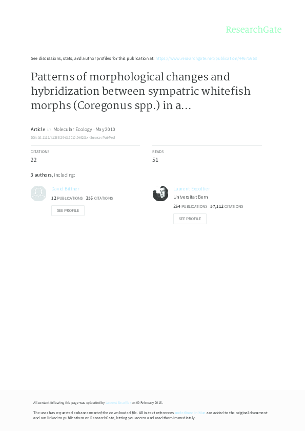 (PDF) Patterns of morphological changes and hybridization between ...