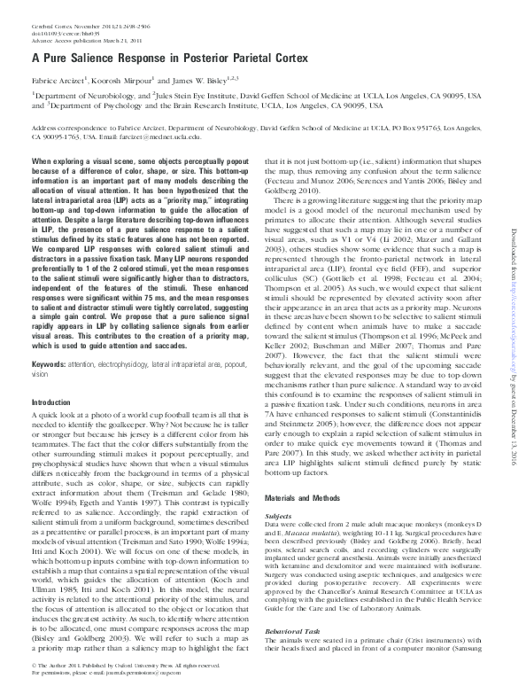 (PDF) A Pure Salience Response in Posterior Parietal Cortex