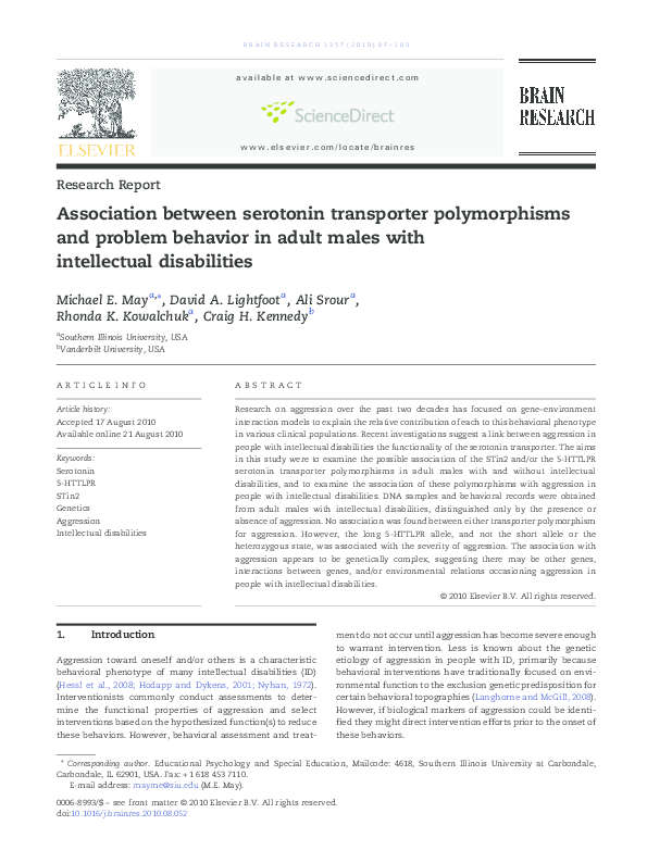 (PDF) Association between serotonin transporter polymorphisms and ...