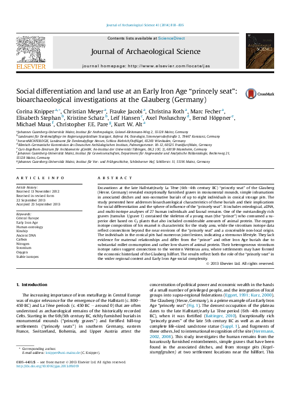 (PDF) Social differentiation and land use at an Early Iron Age ...