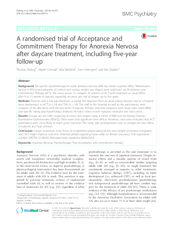 (PDF) A randomised trial of Acceptance and Commitment Therapy for ...