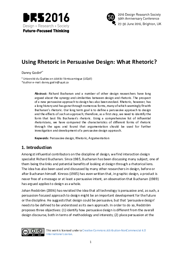 (PDF) Using Rhetoric in Persuasive Design: What Rhetoric