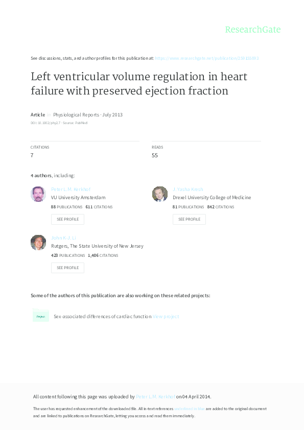 (PDF) Left ventricular volume regulation in heart failure with ...