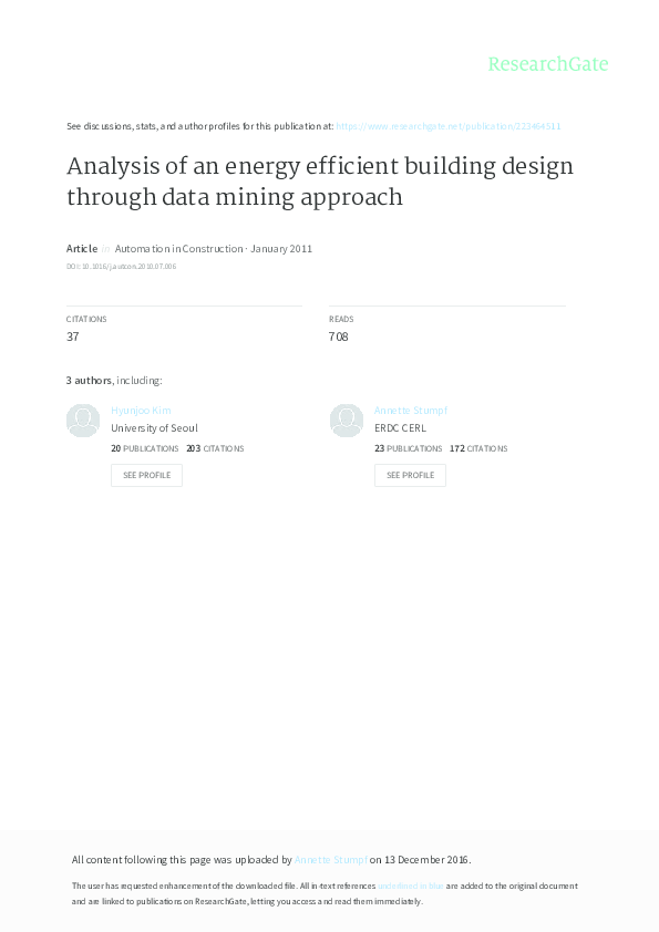 (PDF) Analysis of an energy efficient building design through data ...