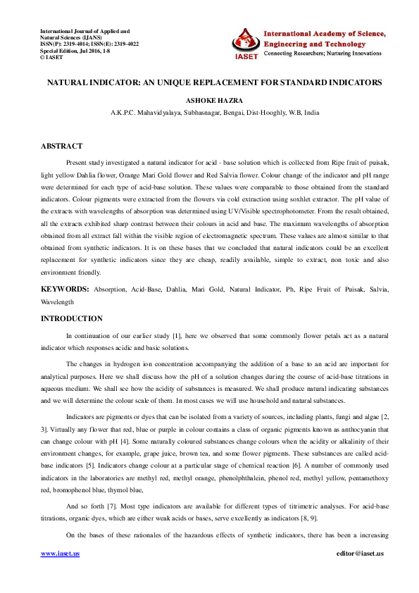 (PDF) NATURAL INDICATOR AN UNIQUE REPLACEMENT FOR STANDARD INDICATORS