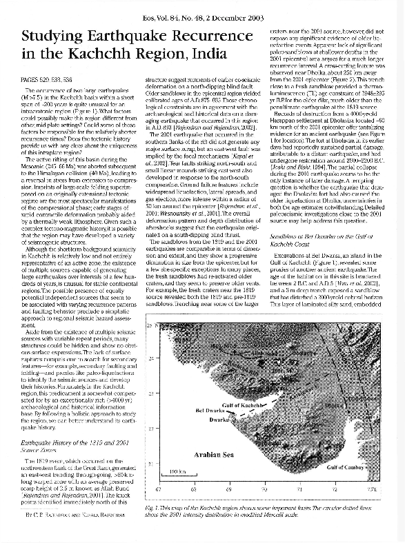 (PDF) Studying Earthquake Recurrence in the Kachchh Region, India