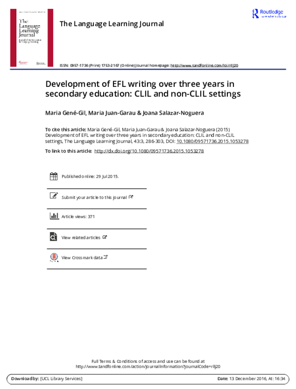 (PDF) The Language Learning Journal Development of EFL writing over ...