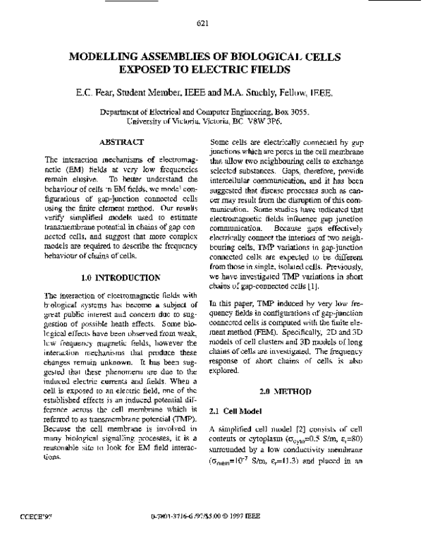 (PDF) Modelling assemblies of biological cells exposed to electric fields