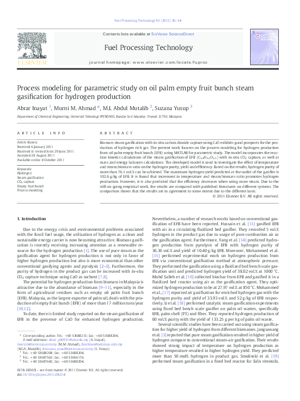 (PDF) Process modeling for parametric study on oil palm empty fruit ...
