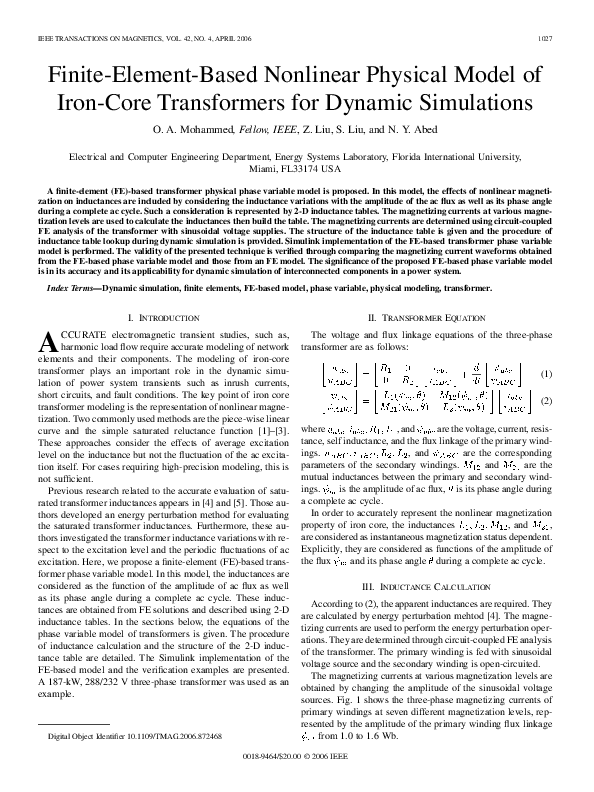 (PDF) Finite-element-based nonlinear physical model of iron-core ...