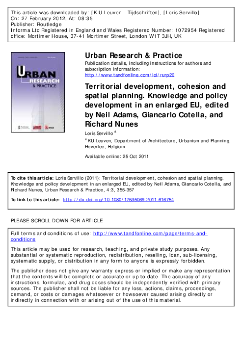 (PDF) Territorial development, cohesion and spatial planning