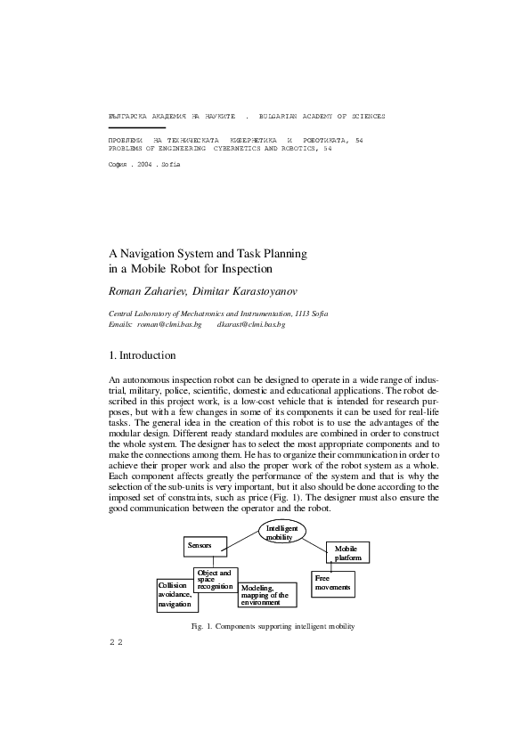 (PDF) A Navigation System and Task Planning in a Mobile Robot for ...