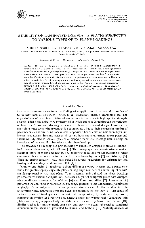 (PDF) Stability of laminated composite plates subjected to various ...