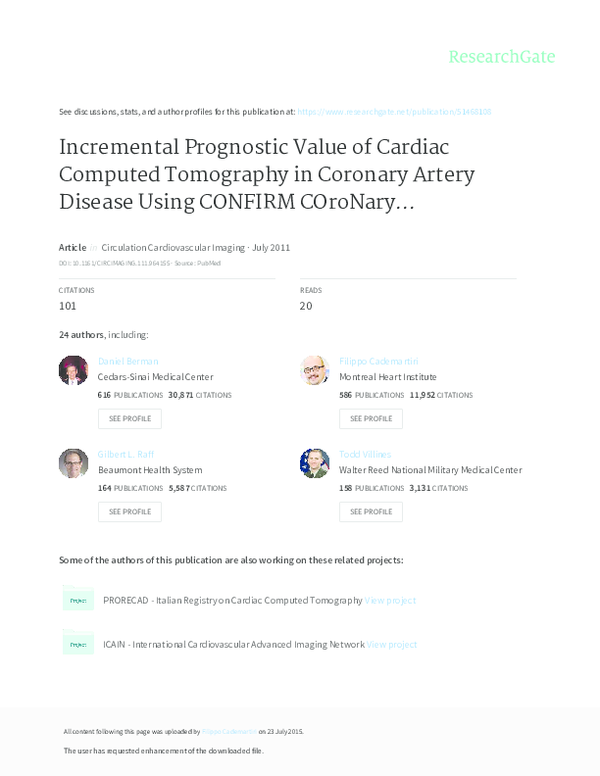 (PDF) Incremental Prognostic Value of Cardiac Computed Tomography in ...