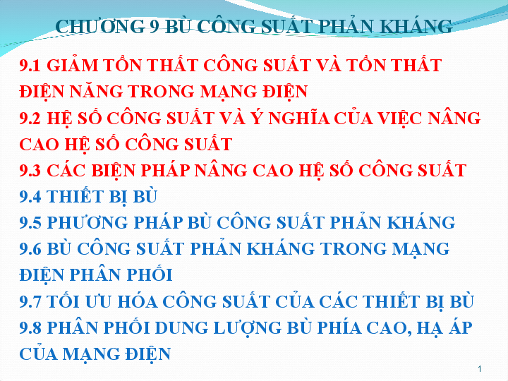 First page of “Chương 9 BÙ CÔNG SUẤT PHẢN KHÁNG”