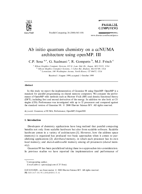 (PDF) Ab initio quantum chemistry on a ccNUMA architecture using openMP ...