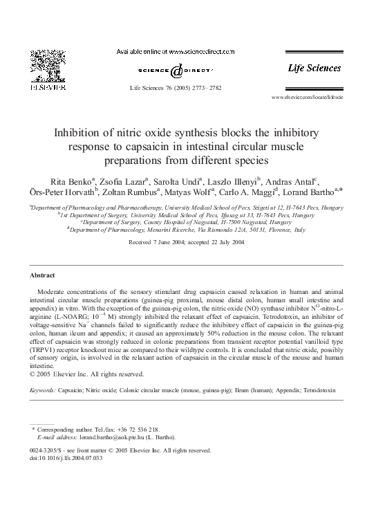 (PDF) Inhibition of nitric oxide synthesis blocks the inhibitory