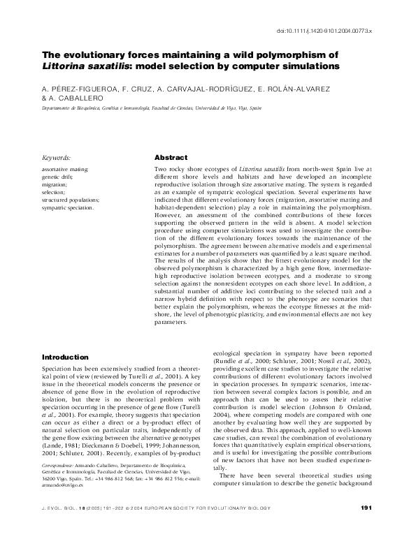 (PDF) The evolutionary forces maintaining a wild polymorphism of ...
