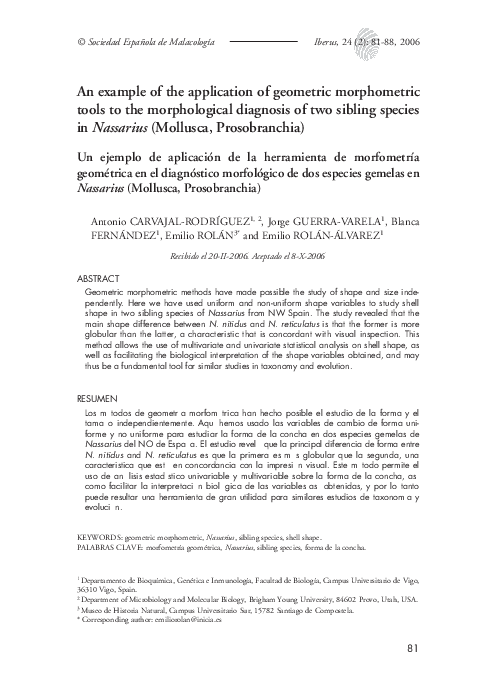 (PDF) An example of the application of geometric morphometric tools to ...