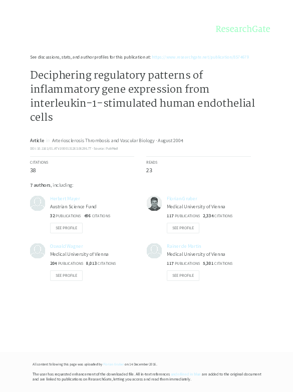 (PDF) Deciphering Regulatory Patterns of Inflammatory Gene Expression ...