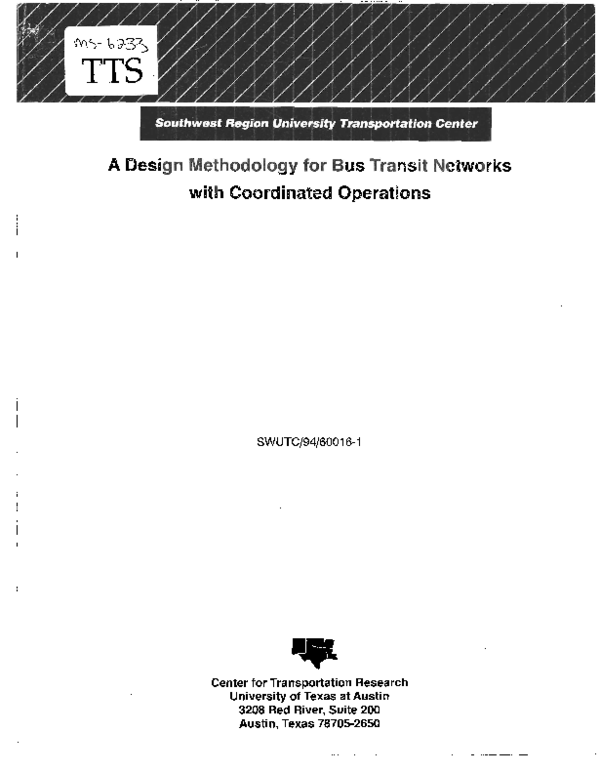 (PDF) A design methodology for bus transit networks with coordinated ...