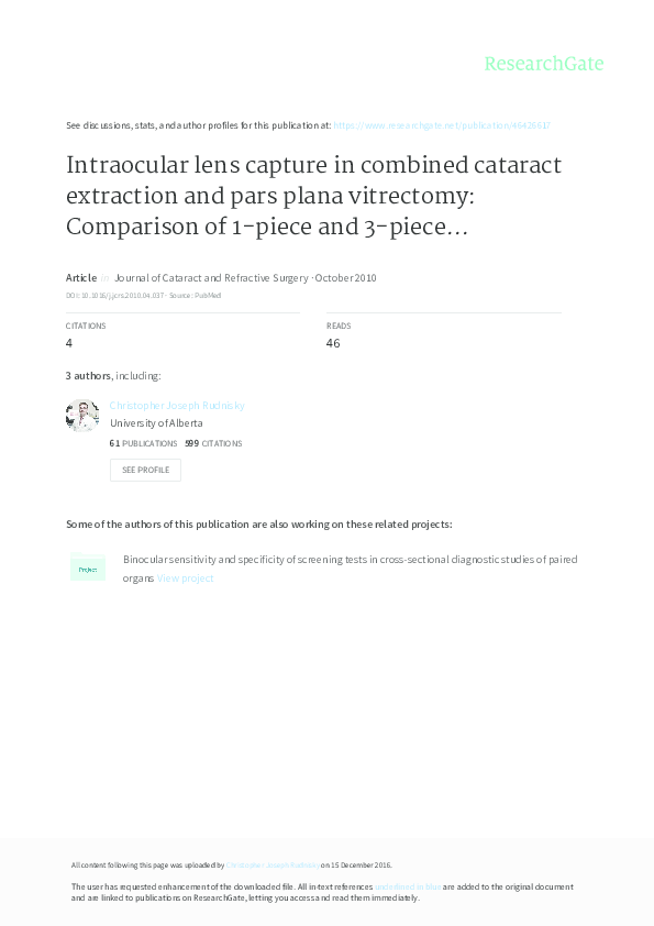 (PDF) Intraocular lens capture in combined cataract extraction and pars ...