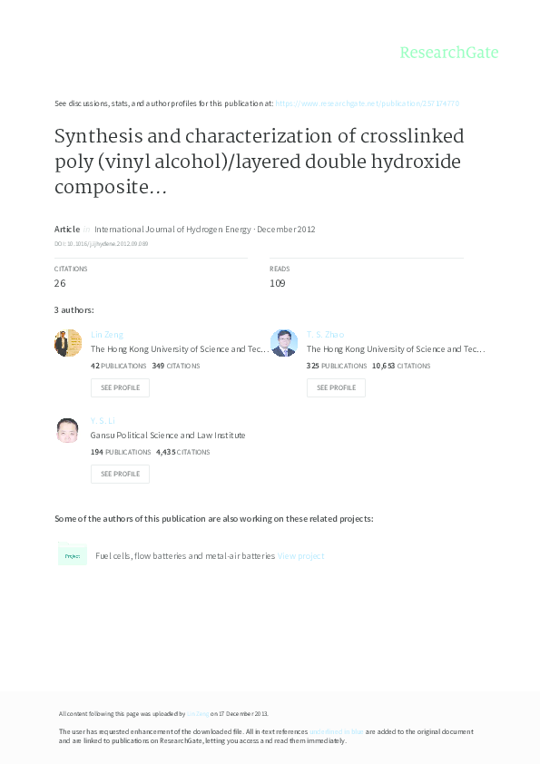 (PDF) Synthesis and Characterization of Cross-linked Polymer ...