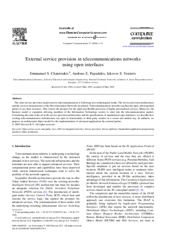 (PDF) External service provision in telecommunications networks using ...
