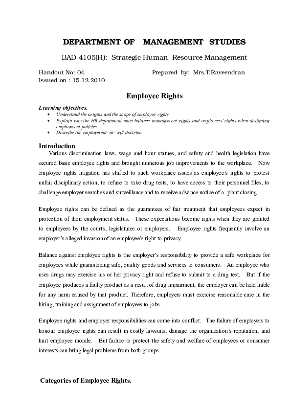 (DOC) SHRM-Employee rights