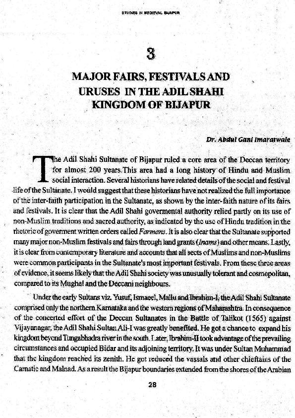 (PDF) Major Fairs, Festivals and Uruses in the Adil Shahi Kingdom of ...