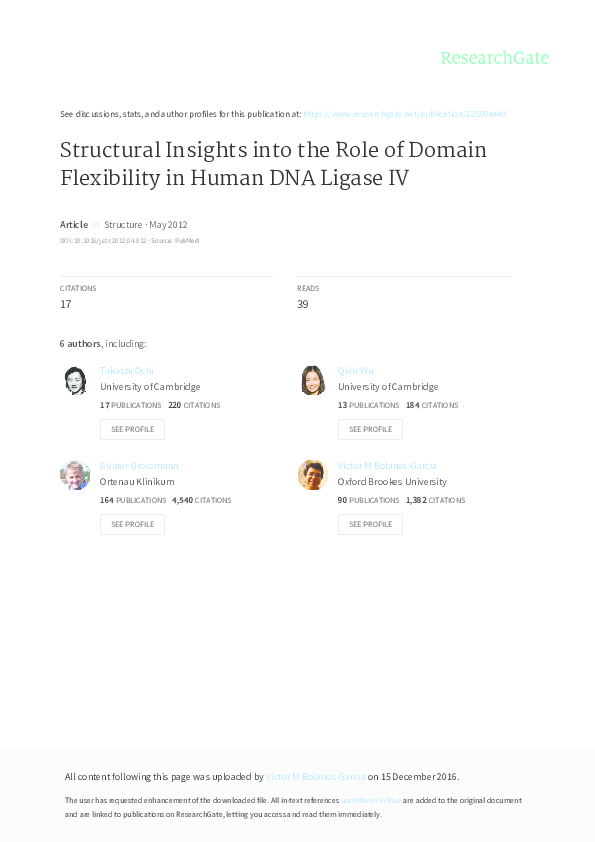 (PDF) Structural Insights into the Role of Domain Flexibility in Human ...
