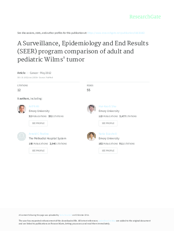 (PDF) Surveillance Epidemiology and End Results (SEER) program and ...
