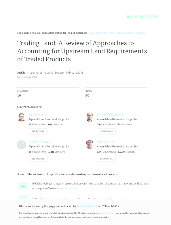 (PDF) Trading Land: A Review of Approaches to Accounting for Upstream ...