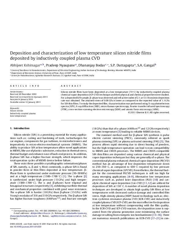 (PDF) Deposition and characterization of low temperature silicon ...