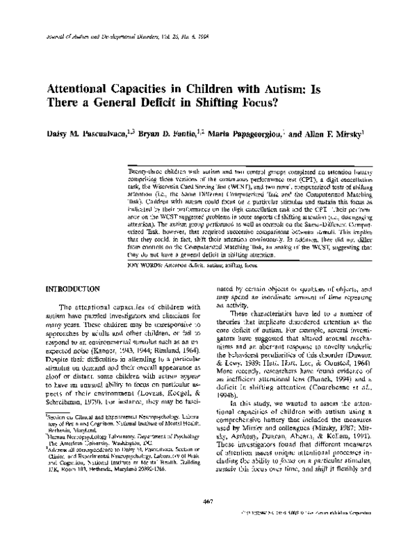 (PDF) Attentional capacities in children with autism: Is there a ...