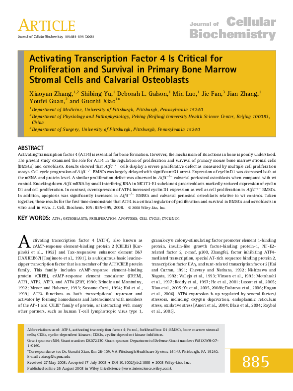 (PDF) Activating transcription factor 4 is critical for proliferation ...