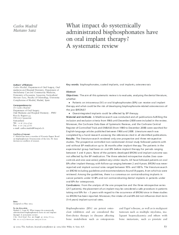 (PDF) What impact do systemically administrated bisphosphonates have on ...