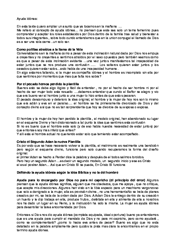 La ayuda idonea del esposo La ayuda idonea del esposo