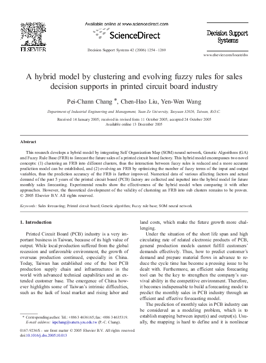 (PDF) A hybrid model by clustering and evolving fuzzy rules for sales ...