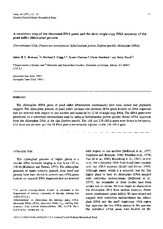  pdf a restriction map of the ribosomal rna genes and the short single