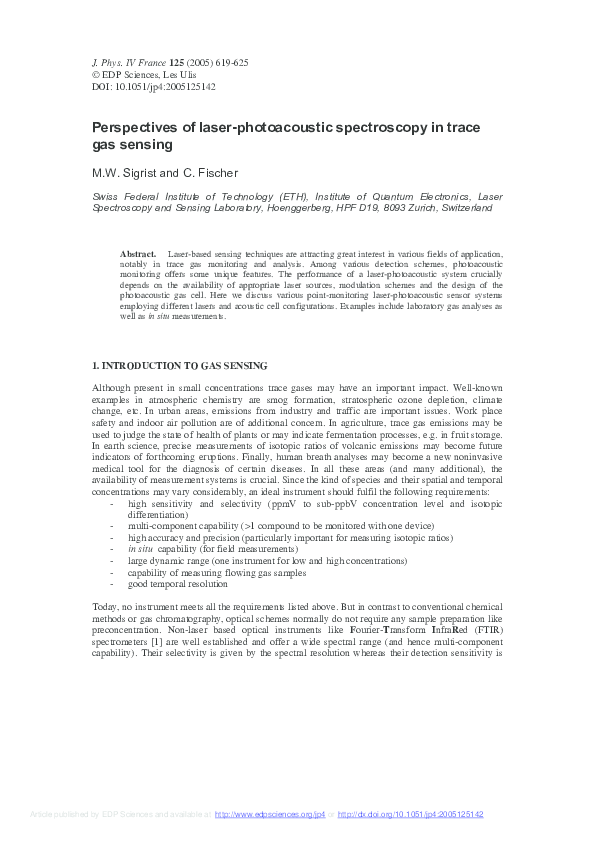(PDF) Perspectives of laserphotoacoustic spectroscopy in trace gas